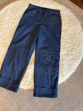 Vero Moda Navy Blue High-Waist Wide Leg Pants